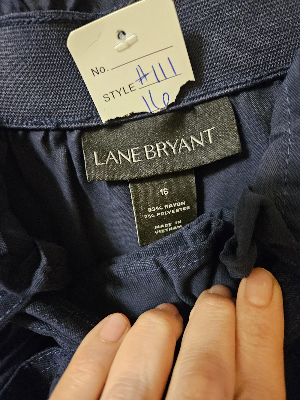 Lane Bryant Navy Paperbag Tie-Waist Wide Leg Pants - Picture 3 of 7
